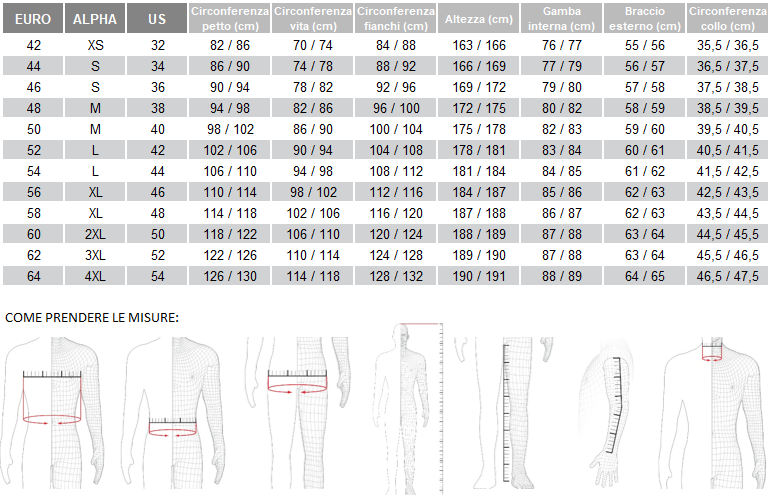 Tabella discount taglie dainese